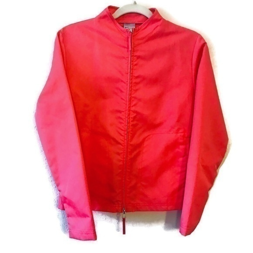 Nike Coral Pink Neon Windbreaker Packable Running Jacket Women’s size Small